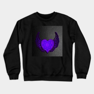 Heart on Faux Black Leather Look, Graphic Mandala Design Angel Valentines Day Gifts Crewneck Sweatshirt